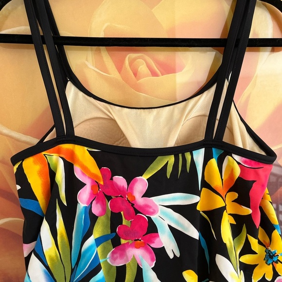 Maxine of Hollywood Black Tropical Floral Swim One Piece - Picture 5 of 8